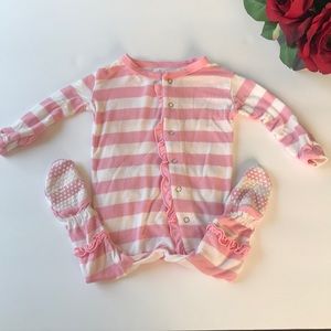 Kickee Pants Lotus Stripe Ruffle Footie 0-3 months